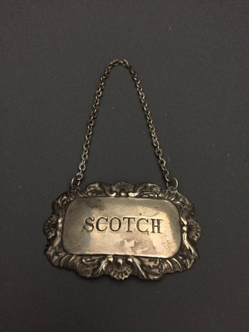 Vintage Silverplate Scotch Decanter Liquor Label