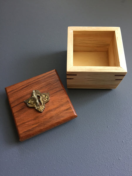 Handmade Wooden Box with Vintage Hardware